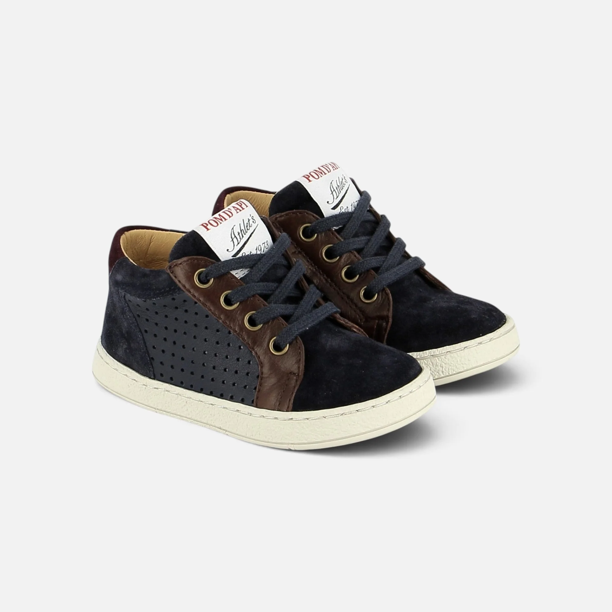Pom d’Api Mousse Lace Perfo - Navy Brown – chaussures enfant